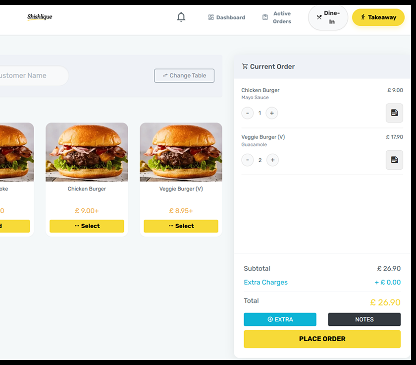 Shishlique order management table with live order statuses